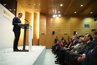 Pedro Sánchez, durante su intervención en la presentación del anteproyecto de Ley de Cambio Climático y Transición Energética
