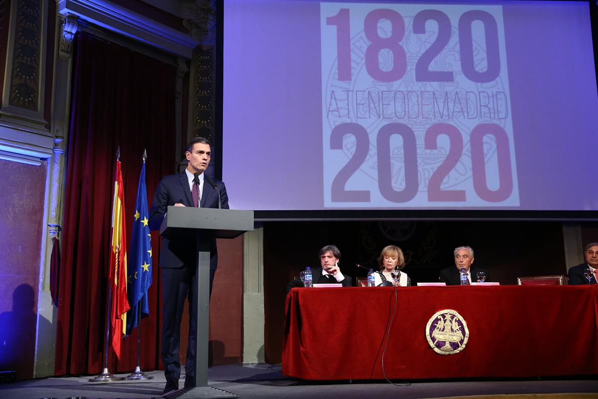 20/02/2019. Pedro Sánchez participa en el homenaje a Francisco Tomás y Valiente. El presidente del Gobierno, Pedro Sánchez, interviene en el...