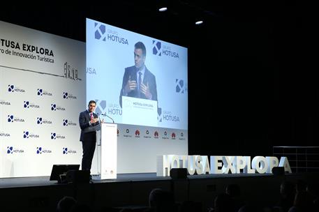 21/01/2019. Sánchez inaugura el V Foro de Innovación Turística. El presidente del Gobierno, Pedro Sánchez, durante su intervención en la ina...
