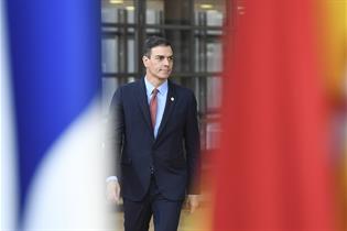 El presidente del Gobierno, Pedro Sánchez, a su llegada al Consejo Europeo