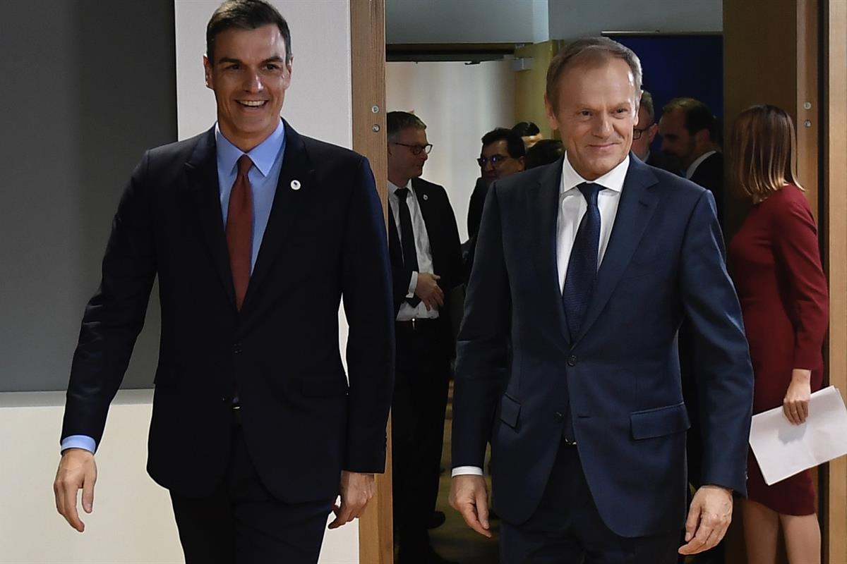 21/03/2019. El presidente del Gobierno asiste al Consejo Europeo. El presidente del Gobierno, Pedro Sánchez, junto al presidente del Consejo...