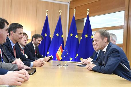 21/03/2019. El presidente del Gobierno asiste al Consejo Europeo. El presidente del Gobierno, Pedro Sánchez, y el presidente del Consejo Eur...