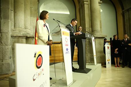 22/01/2019. Sánchez asiste a la recepción "Turismo y Excelencia". El presidente del Gobierno, Pedro Sánchez, junto a la ministra de Industri...