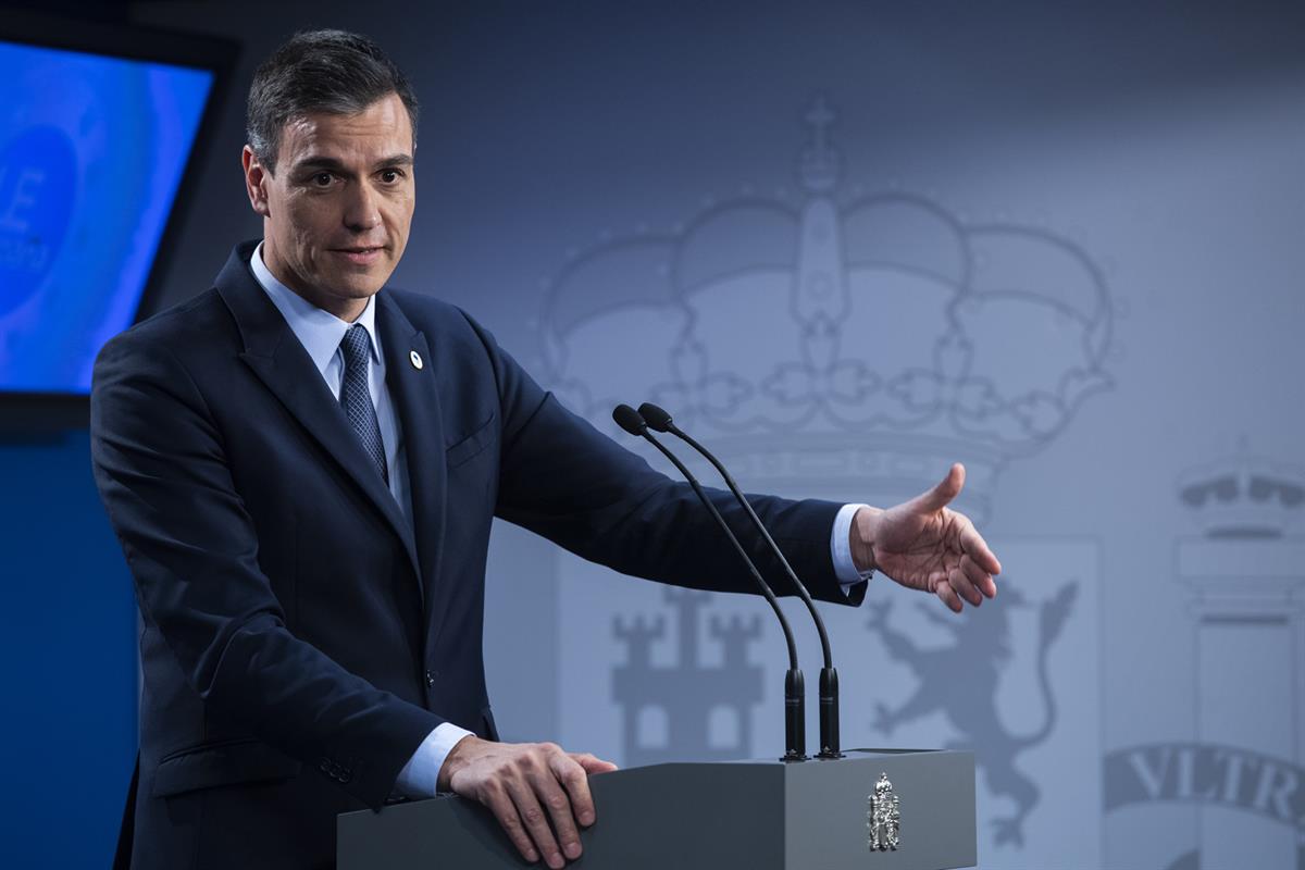 22/03/2019. El presidente del Gobierno asiste al Consejo Europeo. El presidente del Gobierno, Pedro Sánchez, durante la rueda de prensa ofre...