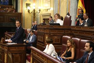 Pedro Sánchez, durante la sesión de investidura en el Congreso de los Diputados