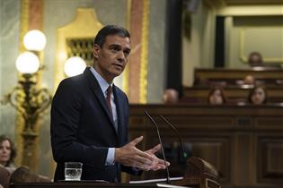 Pedro Sánchez, durante la sesión de investidura en el Congreso de los Diputados