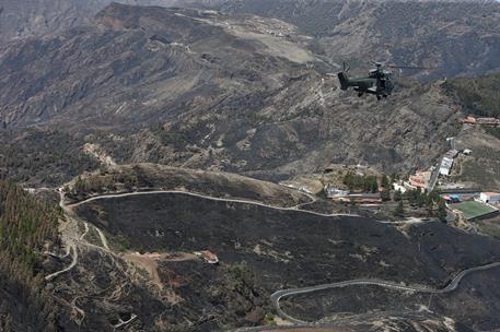 22/08/2019. Pedro Sánchez visita las zonas afectadas por el incendio de Valleseco en la isla de Gran Canaria. El presidente del Gobierno en ...