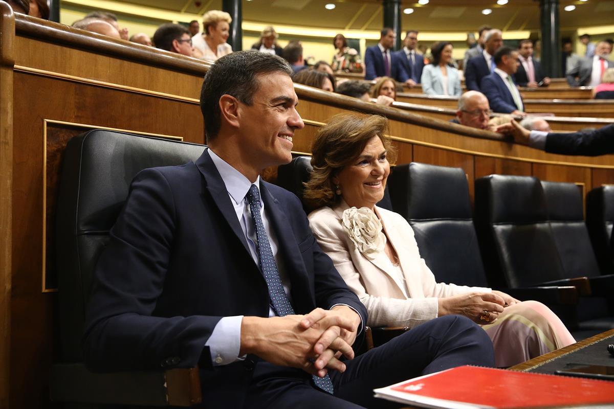 23/07/2019. Pedro Sánchez se somete a la sesión de investidura (segunda jornada). El presidente del Gobierno en funciones y candidato a la P...