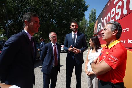 23/08/2019. Despedida a la selección de baloncesto masculina con motivo del mundial de China. El presidente del Gobierno en funciones, Pedro...