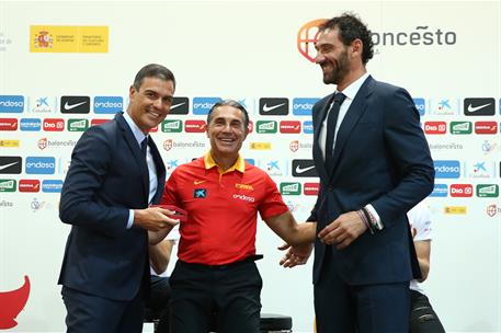 23/08/2019. Despedida a la selección de baloncesto masculina con motivo del mundial de China. El presidente del Gobierno en funciones, Pedro...