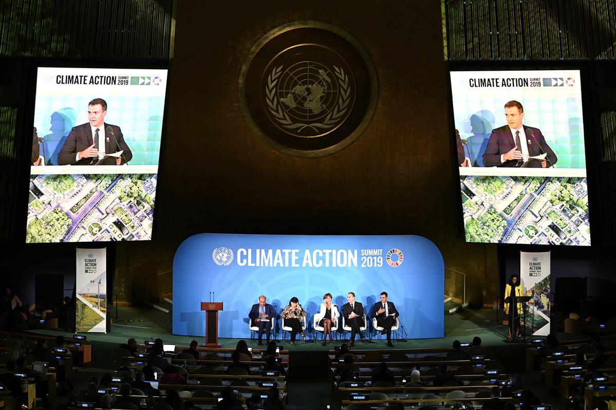 23/09/2019. Sánchez interviene en la Cumbre sobre Acción Climática. El presidente del Gobierno en funciones, Pedro Sánchez, durante su inter...
