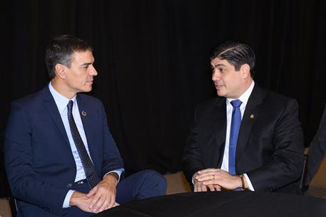 23/09/2019. Sánchez Bilateral Costa Rica Climate Week. El presidente del Gobierno en funciones, Pedro Sánchez, junto al presidente de Costa ...