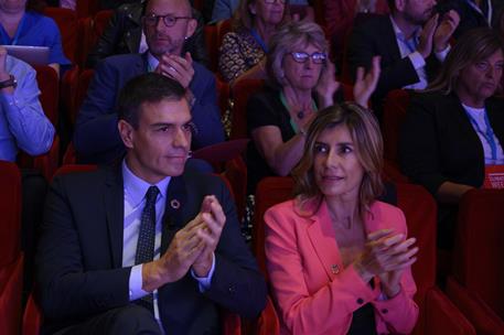 23/09/2019. Sánchez Climate Week. El presidente del Gobierno en funciones, Pedro Sánchez, junto a su mujer, Begoña Gómez, en la Climate Week...