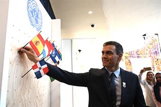 El presidente del Gobierno en funciones, Pedro Sánchez, en la sede de Naciones Unidas en Nueva York
