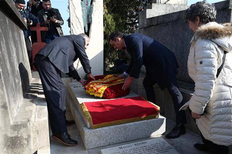 24/02/2019. Sánchez conmemora el 80 aniversario de la muerte de Antonio Machado. El presidente del Gobierno, Pedro Sánchez, durante la ofren...