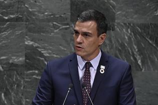 El presidente del Gobierno en funciones, Pedro Sánchez, interviene en la Asamblea General de la ONU