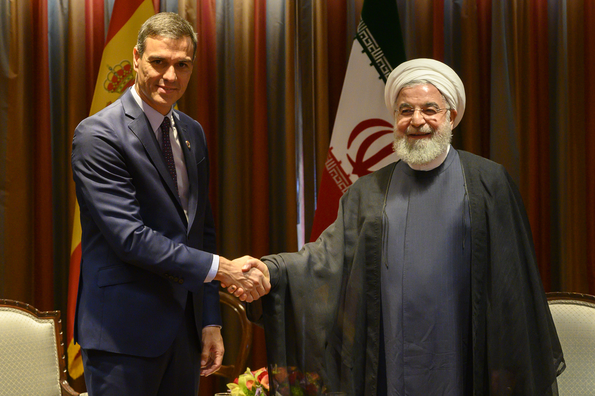 24/09/2019. Encuentro bilateral con el presidente de Irán, Hassan Rouhani. El presidente del Gobierno en funciones, Pedro Sánchez, se reúne ...
