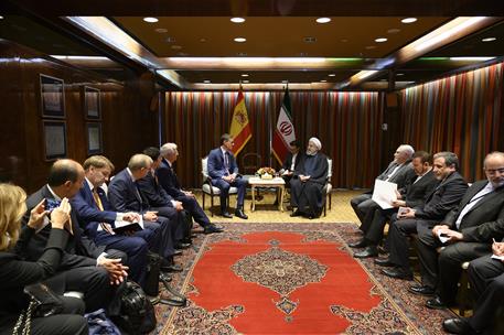 24/09/2019. Encuentro bilateral con el presidente de Irán, Hassan Rouhani. El presidente del Gobierno en funciones, Pedro Sánchez, durante s...
