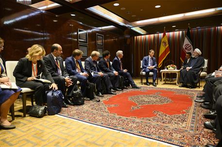 24/09/2019. Encuentro bilateral con el presidente de Irán, Hassan Rouhani. El presidente del Gobierno en funciones, Pedro Sánchez, durante s...