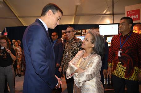 24/09/2019. Sánchez asiste a la recepción de bienvenida ofrecida por el secretario general de Naciones Unidas. El presidente del Gobierno en...