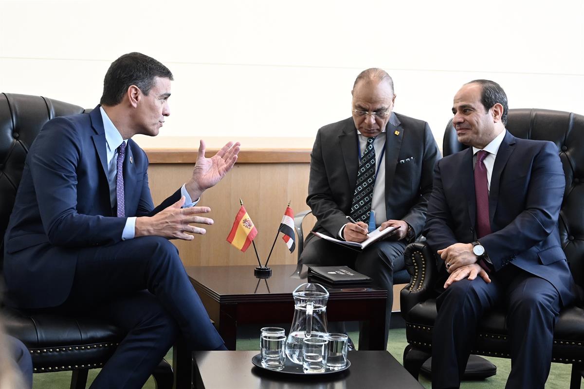 24/09/2019. Sánchez se reúne con el presidente de Egipto, Abdelfatah Al-Sisi. El presidente del Gobierno en funciones, Pedro Sánchez, junto ...