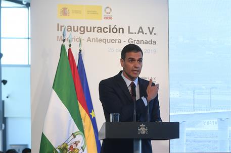 25/06/2019. Pedro Sánchez inaugura la línea de Alta Velocidad Madrid-Antequera-Granada. El presidente del Gobierno en funciones, Pedro Sánch...