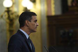 Pedro Sánchez, durante la sesión de investidura