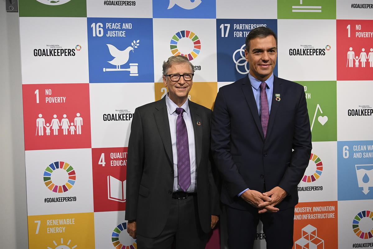 25/09/2019. Sánchez interviene en el acto Goalkeepers de la Fundación Bill y Melinda Gates. El presidente del Gobierno en funciones, Pedro S...