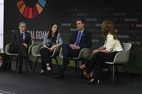 25/09/2019. Pedro Sánchez interviene en el acto Goalkeepers de la Fundación Bill y Melinda Gates. El presidente del Gobierno en funciones, P...