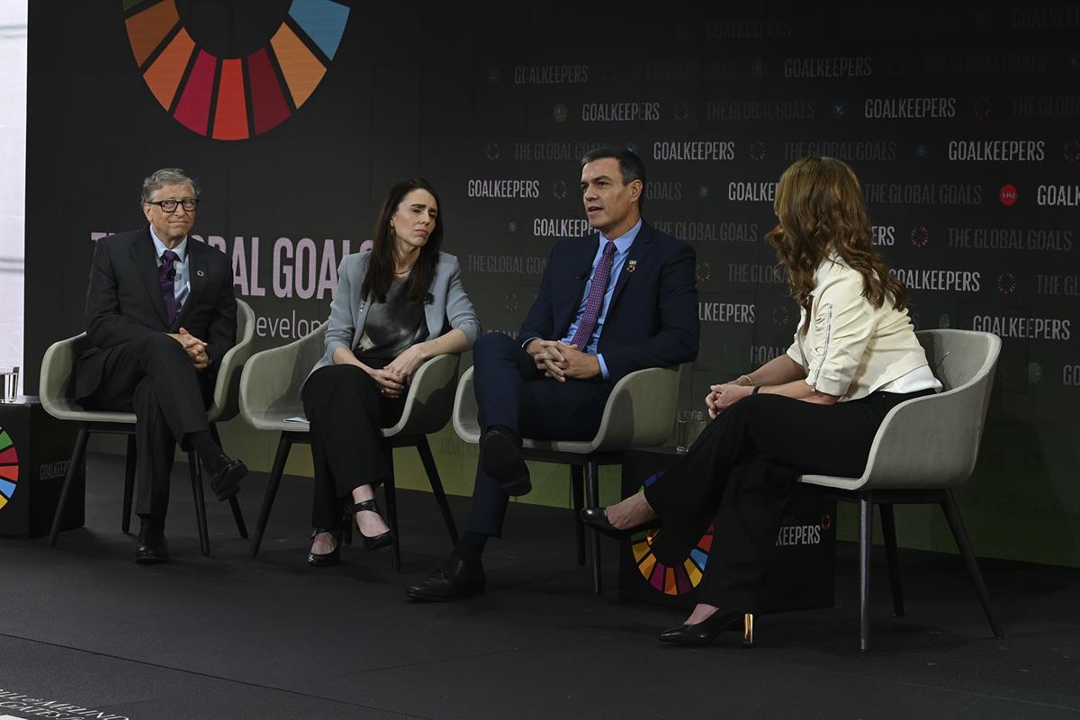 25/09/2019. Pedro Sánchez interviene en el acto Goalkeepers de la Fundación Bill y Melinda Gates. El presidente del Gobierno en funciones, P...