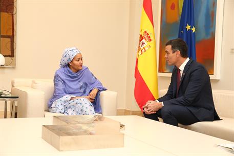 26/02/2019. El presidente del Gobierno recibe a la vicesecretaria general de la ONU. El presidente del Gobierno, Pedro Sánchez, y la vicesec...