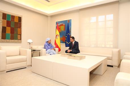 26/02/2019. El presidente del Gobierno recibe a la vicesecretaria general de la ONU. El presidente del Gobierno, Pedro Sánchez, y la vicesec...