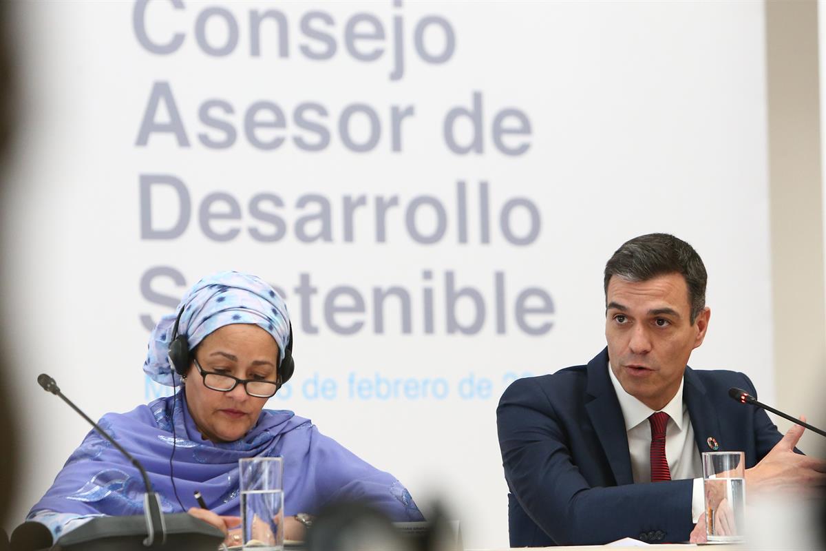 26/02/2019. Pedro Sánchez preside el acto de presentación del Consejo de Desarrollo Sostenible. El presidente del Gobierno, Pedro Sánchez, j...