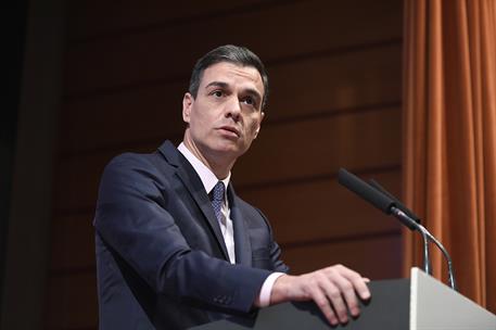 26/03/2019. Viaje del presidente del Gobierno a Segovia. El presidente del Gobierno, Pedro Sánchez, durante su intervención en el Foro de la...