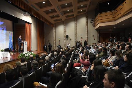 26/03/2019. Viaje del presidente del Gobierno a Segovia. El presidente del Gobierno, Pedro Sánchez, durante su intervención en el Foro de la...