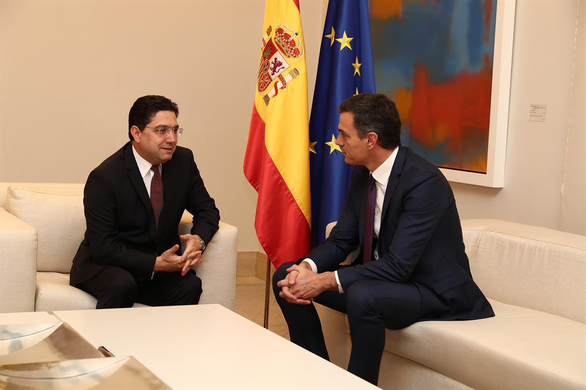 27/11/2019. Pedro Sánchez recibe al ministro de Asuntos Exteriores de Marruecos. El presidente del Gobierno en funciones, Pedro Sánchez, dur...