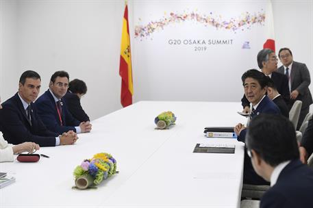 28/06/2019. Pedro Sánchez asiste a la Cumbre del G-20. El presidente del Gobierno en funciones, Pedro Sánchez, y el primer ministro de Japón...