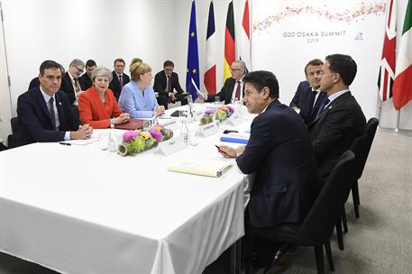 28/06/2019. Pedro Sánchez asiste a la Cumbre del G-20. El presidente del Gobierno en funciones, Pedro Sánchez, junto al resto de líderes eur...