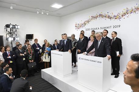29/06/2019. Pedro Sánchez asiste a la Cumbre del G-20. El presidente del Gobierno en funciones, Pedro Sánchez, junto al resto de líderes eur...