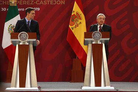 30/01/2019. Pedro Sánchez visita México. El presidente del Gobierno, Pedro Sánchez, y el presidente de México, Andrés Manuel López Obrador, ...