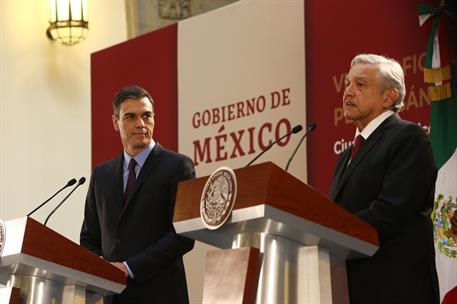 30/01/2019. Pedro Sánchez visita México. El presidente del Gobierno, Pedro Sánchez, y el presidente de México, Andrés Manuel López Obrador, ...