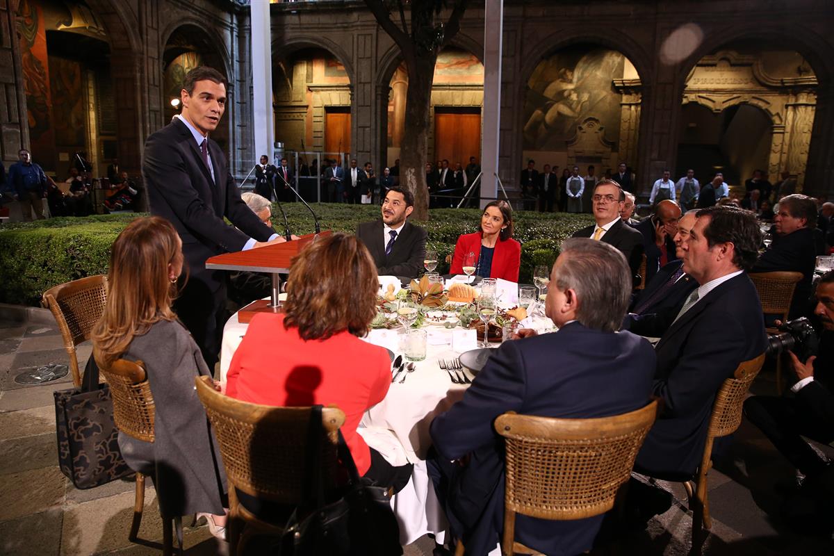 30/01/2019. Pedro Sánchez visita México. El presidente del Gobierno, Pedro Sánchez, durante su intervención en el almuerzo ofrecido por el p...