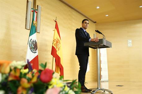 30/01/2019. Pedro Sánchez visita México. El presidente del Gobierno, Pedro Sánchez, durante su conferencia en el Colegio de México.