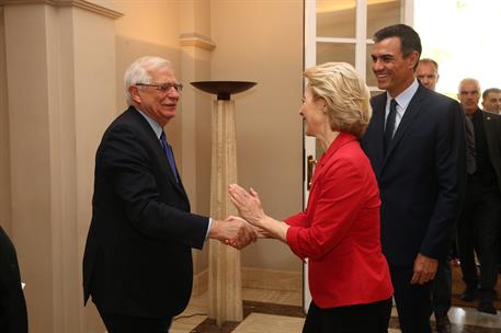 31/07/2019. Pedro Sánchez se reúne con la presidenta electa de la Comisión Europea, Ursula von der Leyen. El ministro de Asuntos Exteriores,...