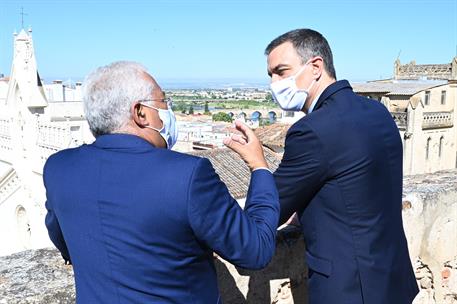 1/07/2020. Pedro Sánchez asiste a la reapertura de la frontera entre España y Portugal en Badajoz y Elvas. El presidente del Gobierno, Pedro...