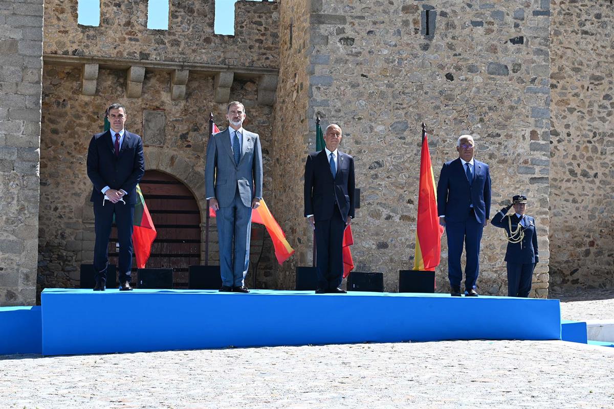 1/07/2020. Pedro Sánchez asiste a la reapertura de la frontera entre España y Portugal, en Badajoz y Elvas. El presidente del Gobierno, Pedr...