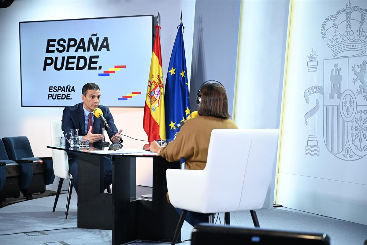 1/09/2020. Entrevista al presidente del Gobierno en la Cadena SER. El presidente del Gobierno, Pedro Sánchez, entrevistado por Àngels Barcel...