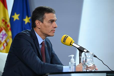 1/09/2020. Entrevista al presidente del Gobierno en la Cadena SER. El presidente del Gobierno, Pedro Sánchez, entrevistado por Àngels Barcel...