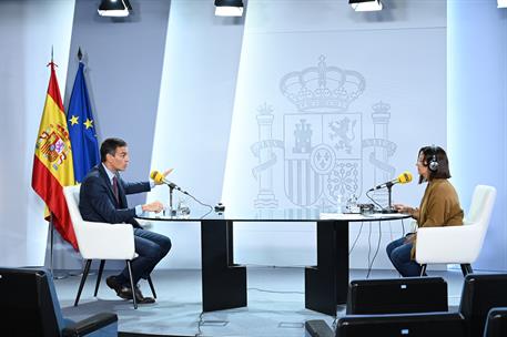 1/09/2020. Entrevista al presidente del Gobierno en la Cadena SER. El presidente del Gobierno, Pedro Sánchez, entrevistado por Àngels Barcel...