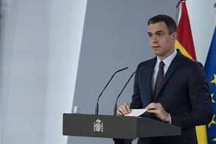 El presidente del Gobierno, Pedro Sánchez, durante su comparecencia en La Moncloa